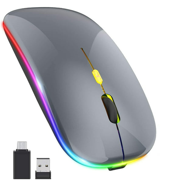 PC Notebook Black Rechargeable Wireless Mouse,2.4GHz and Bluetooth Metal Noiseless Silent Click Dual Mode Wireless Optical Mice with USB Receiver,Suitable for Mac Laptops,Computer 